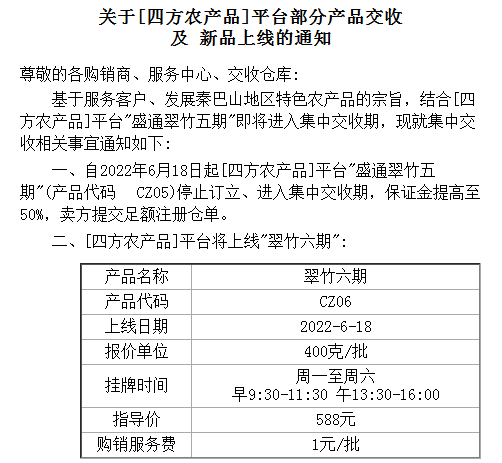 盛通四方农产品部分产品交收 及 新品上线